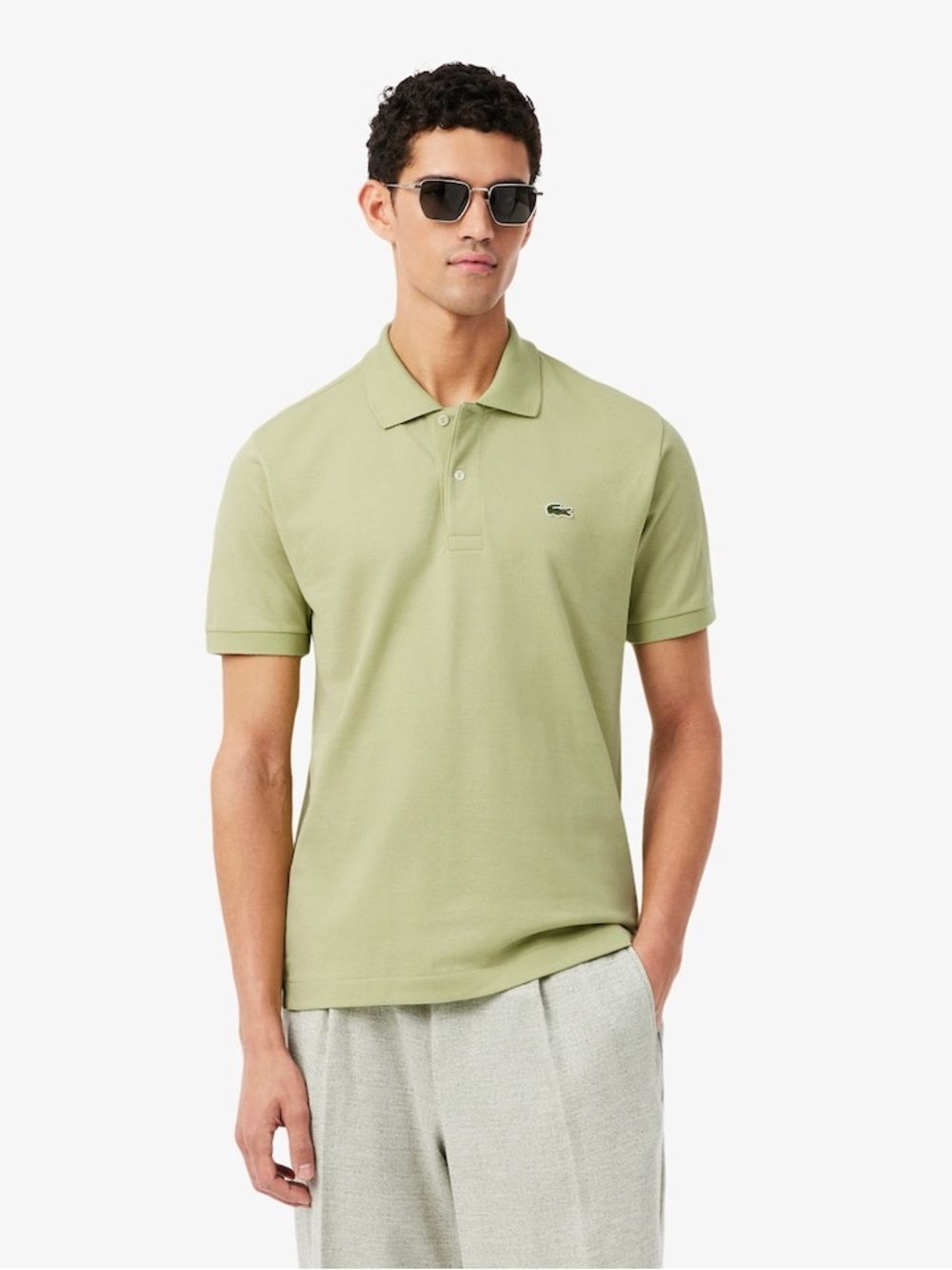 Lacoste Slim Fit Classic Cotton Polo Size Large Sage Green Short Sleeve